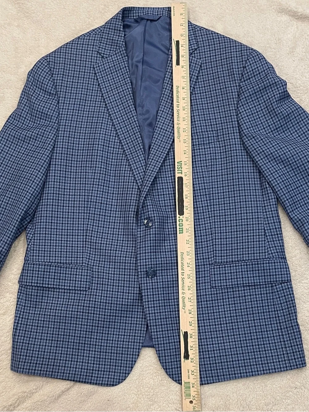 Hart Schaffner Marx Guabello Sobrius Wool Blazer Sport Coat Blue Check Men 48R